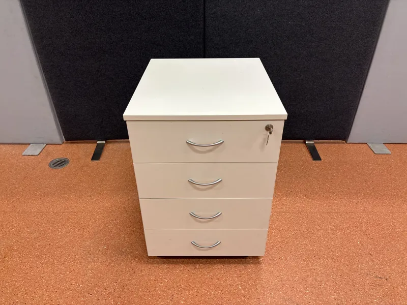 Under desk drawers - 4 drawer, white, with keys