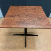 Table - Square, dark timber veneer, black base